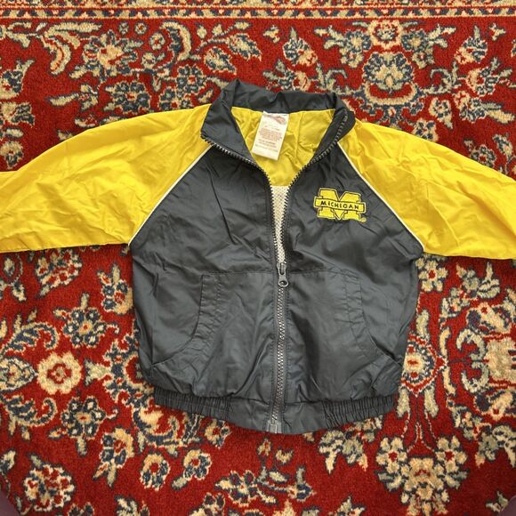 Vintage 18 Mon Toddler NCAA Michigan Wolverines Windbreaker Jacket Blue & Yellow - Picture 1 of 5